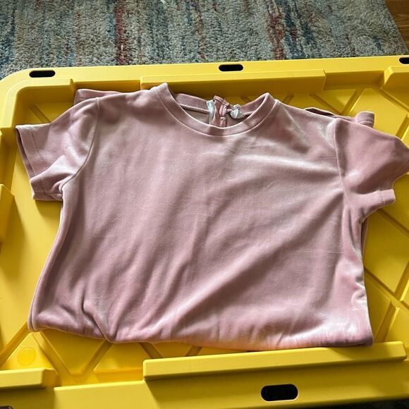 Girls A-Line Velour Short Sleeve Dress - Picture 3 of 5